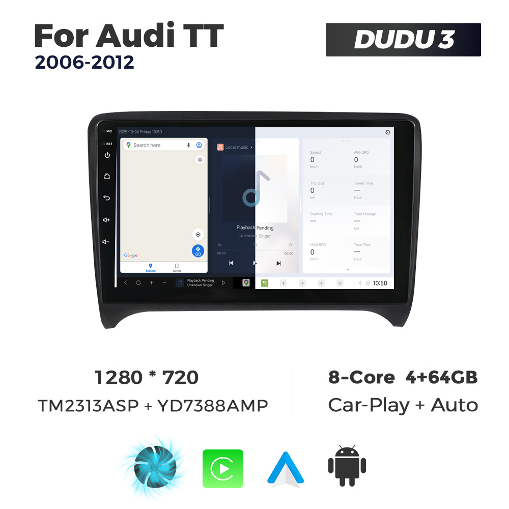 Navigatie Dedicata Audi TT 2006-2012 DUDU3 9" 4GB RAM, 64GB ROM, Octacore, Ecran HD, CarPlay&AndroidAuto, Android - imagine 5