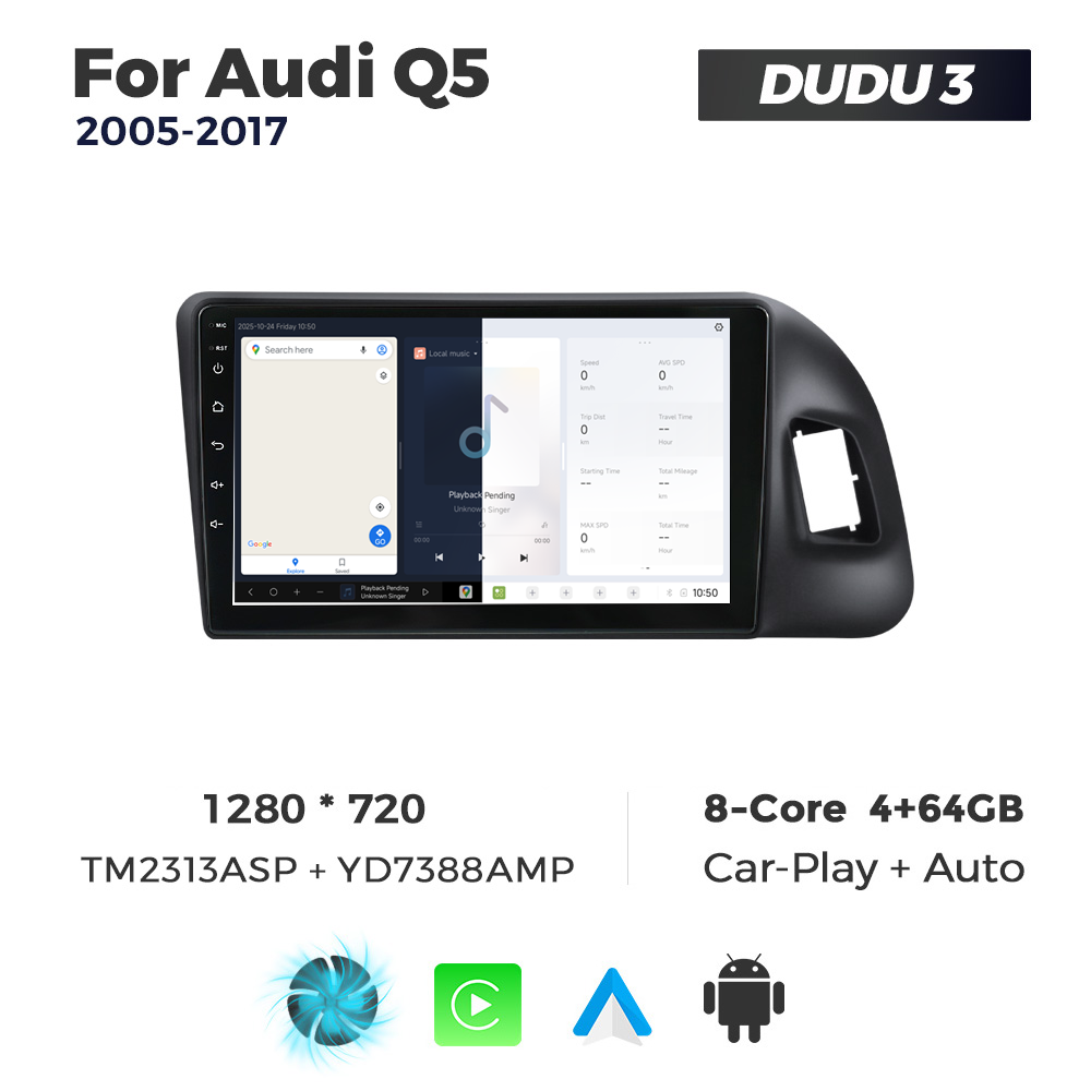 Navigatie Dedicata Audi Q5 2005-2017 (Concert/Chorus) DUDU3 9" 4GB RAM, 64GB ROM, Octacore, Ecran HD, CarPlay&AndroidAuto, Android - imagine 5