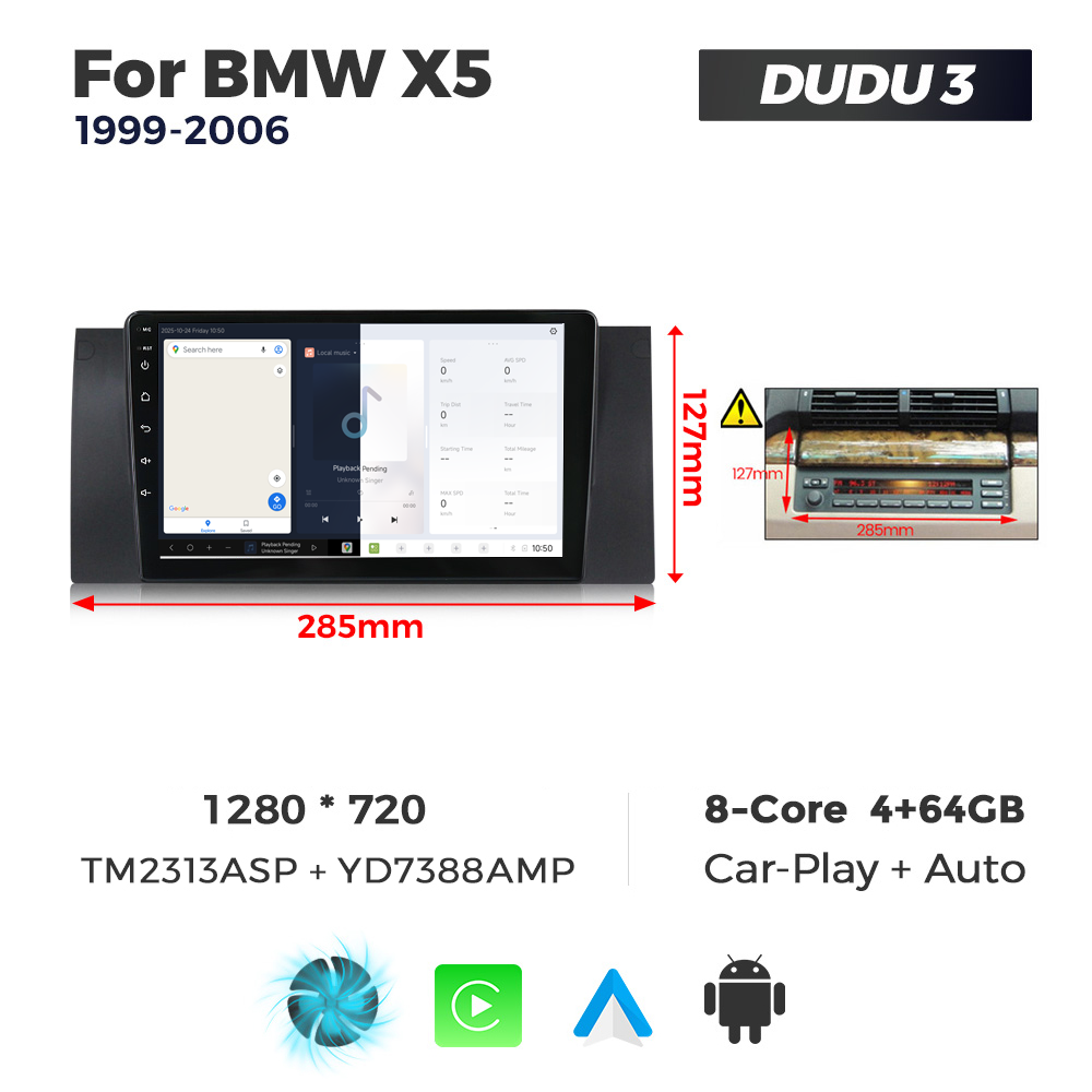 Navigatie Dedicata BMW E39 1999-2006 DUDU3 9" 4GB RAM, 64GB ROM, Octacore, Ecran HD, CarPlay&AndroidAuto, Android - imagine 5