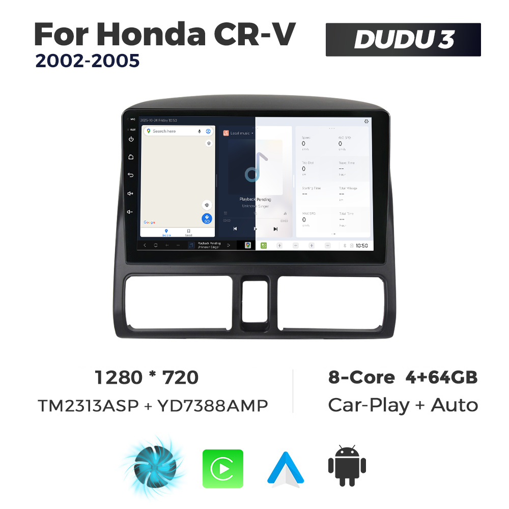 Navigatie Dedicata Honda CRV 2002-2005 DUDU3 9" 4GB RAM, 64GB ROM, Octacore, Ecran HD, CarPlay&AndroidAuto, Android - imagine 5