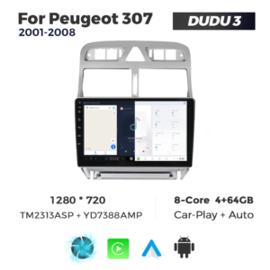 Navigatie Dedicata Peugeot 307 2001-2008 DUDU3 9" 4GB RAM, 64GB ROM, Octacore, Ecran HD, CarPlay&AndroidAuto, Android - imagine 5