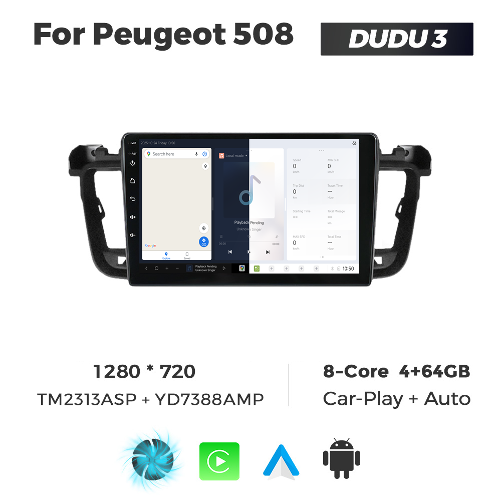 Navigatie Dedicata Peugeot 508 DUDU3 9" 4GB RAM, 64GB ROM, Octacore, Ecran HD, CarPlay&AndroidAuto, Android - imagine 5