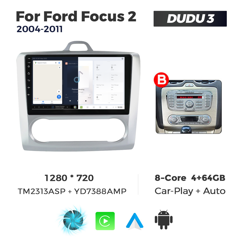 Navigatie Dedicata Ford Focus 2 2004-2011 Clima DUDU3 9" 4GB RAM, 64GB ROM, Octacore, Ecran HD, CarPlay&AndroidAuto, Android - imagine 5