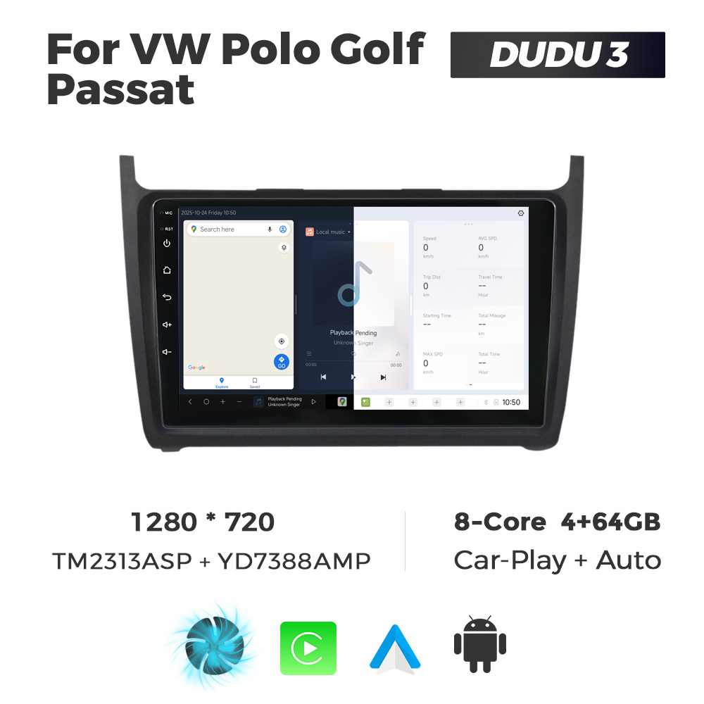 Navigatie Dedicata Volkswagen Polo 2009-2017 DUDU3 9" 4GB RAM, 64GB ROM, Octacore, Ecran HD, CarPlay&AndroidAuto, Android - imagine 5