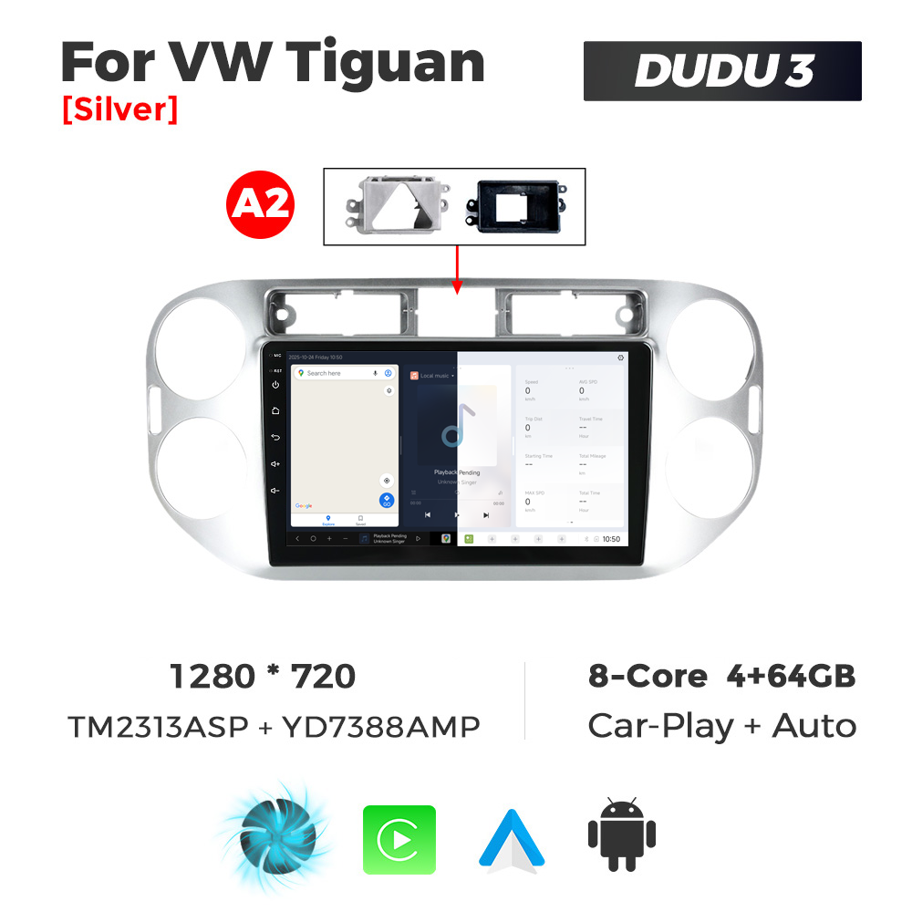 Navigatie Dedicata Volkswagen Tiguan 2007-2016 Gri DUDU3 9" 4GB RAM, 64GB ROM, Octacore, Ecran HD, CarPlay&AndroidAuto, Android - imagine 5