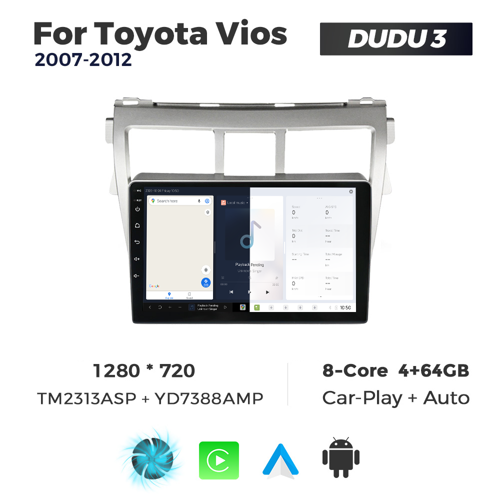 Navigatie Dedicata Toyota Vios 2007-2012 DUDU3 9" 4GB RAM, 64GB ROM, Octacore, Ecran HD, CarPlay&AndroidAuto, Android - imagine 5