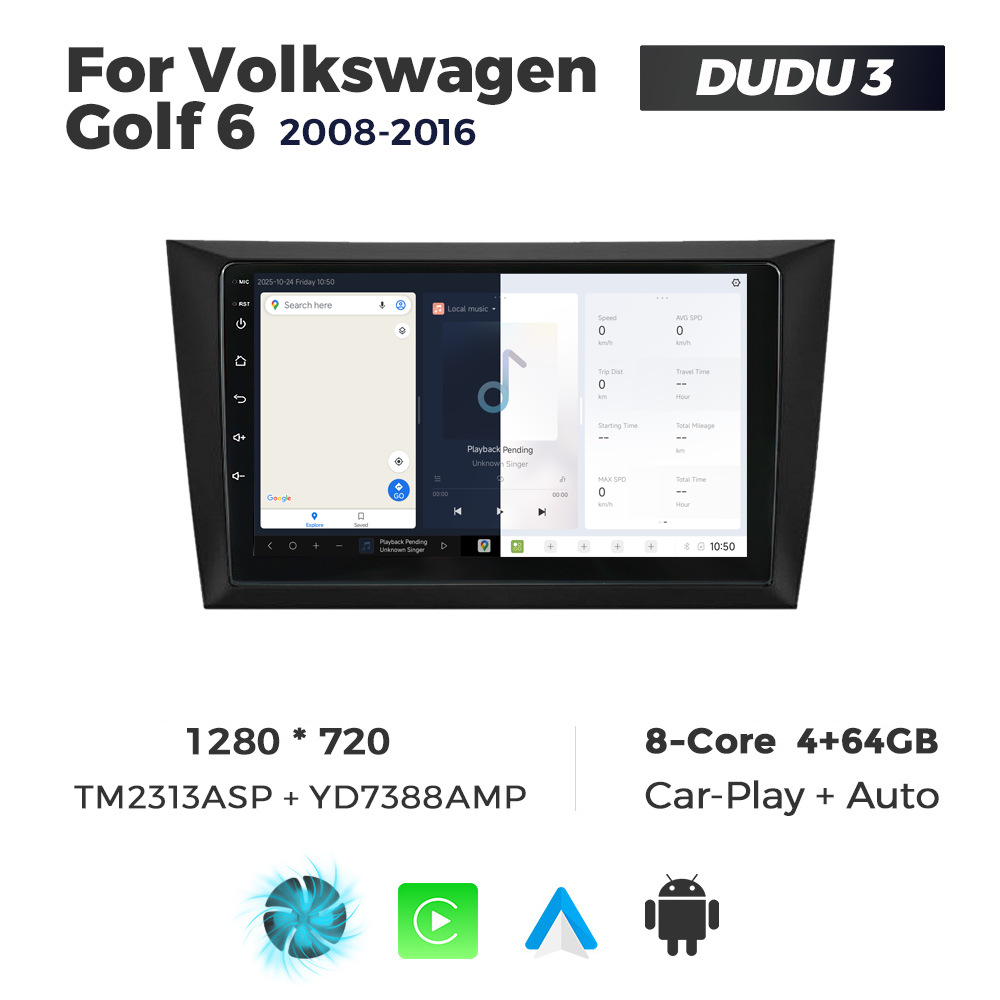 Navigatie Dedicata Volkswagen Golf 6 2008-2016 DUDU3 9" 4GB RAM, 64GB ROM, Octacore, Ecran HD, CarPlay&AndroidAuto, Android - imagine 5