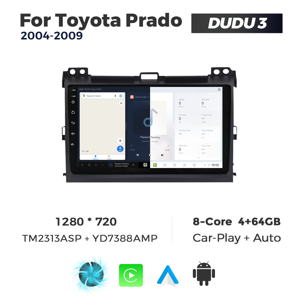 Navigatie Dedicata Toyota Prado 2004-2009 DUDU3 9" 4GB RAM, 64GB ROM, Octacore, Ecran HD, CarPlay&AndroidAuto, Android - imagine 5