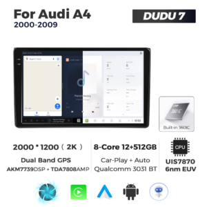 Navigatie Dedicata Audi A4 2000-2009 DUDU7 9" 12GB RAM, 512GB ROM, Octacore, Ecran 2K, CarPlay&AndroidAuto, Android - imagine 5