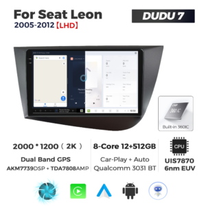 Navigatie Dedicata Seat Leon 2005-2012 DUDU7 9" 12GB RAM, 512GB ROM, Octacore, Ecran 2K, CarPlay&AndroidAuto, Android - imagine 5