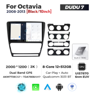 Navigatie Dedicata Skoda Octavia 2004-2013 Negru DUDU7 9" 12GB RAM, 512GB ROM, Octacore, Ecran 2K, CarPlay&AndroidAuto, Android - imagine 5