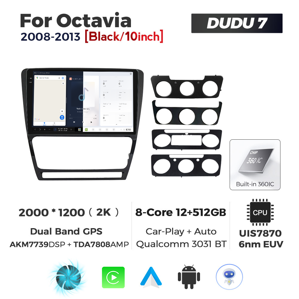 Navigatie Dedicata Skoda Octavia 2004-2013 Negru DUDU7 9" 12GB RAM, 512GB ROM, Octacore, Ecran 2K, CarPlay&AndroidAuto, Android - imagine 5