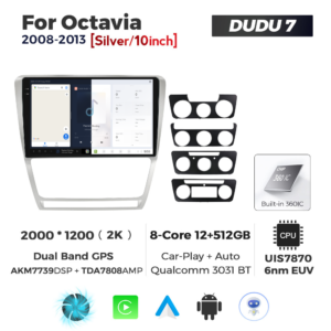 Navigatie Dedicata Skoda Octavia 2004-2013 Gri DUDU7 9" 12GB RAM, 512GB ROM, Octacore, Ecran 2K, CarPlay&AndroidAuto, Android - imagine 5