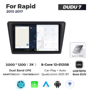 Navigatie Dedicata Skoda Rapid 2013-2017 DUDU7 9" 12GB RAM, 512GB ROM, Octacore, Ecran 2K, CarPlay&AndroidAuto, Android - imagine 5