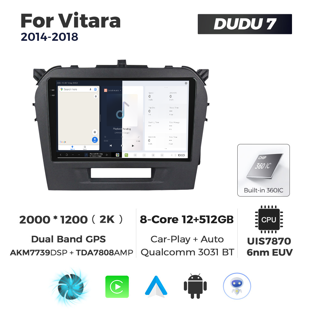 Navigatie Dedicata Suzuki Vitara 2014-2018 DUDU7 9" 12GB RAM, 512GB ROM, Octacore, Ecran 2K, CarPlay&AndroidAuto, Android - imagine 5