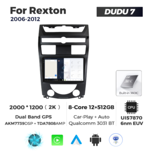 Navigatie Dedicata SsangYong Rexton 2006-2012 DUDU7 9" 12GB RAM, 512GB ROM, Octacore, Ecran 2K, CarPlay&AndroidAuto, Android - imagine 5