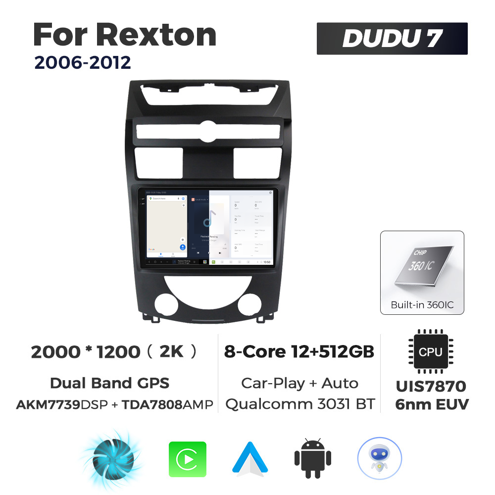 Navigatie Dedicata SsangYong Rexton 2006-2012 DUDU7 9" 12GB RAM, 512GB ROM, Octacore, Ecran 2K, CarPlay&AndroidAuto, Android - imagine 5