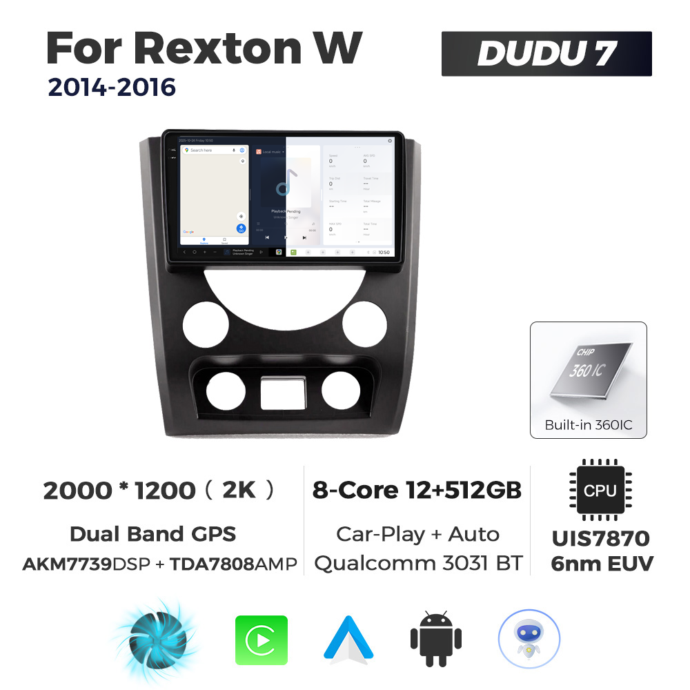 Navigatie Dedicata SsangYong Rexton W 2014-2016 DUDU7 9" 12GB RAM, 512GB ROM, Octacore, Ecran 2K, CarPlay&AndroidAuto, Android - imagine 5