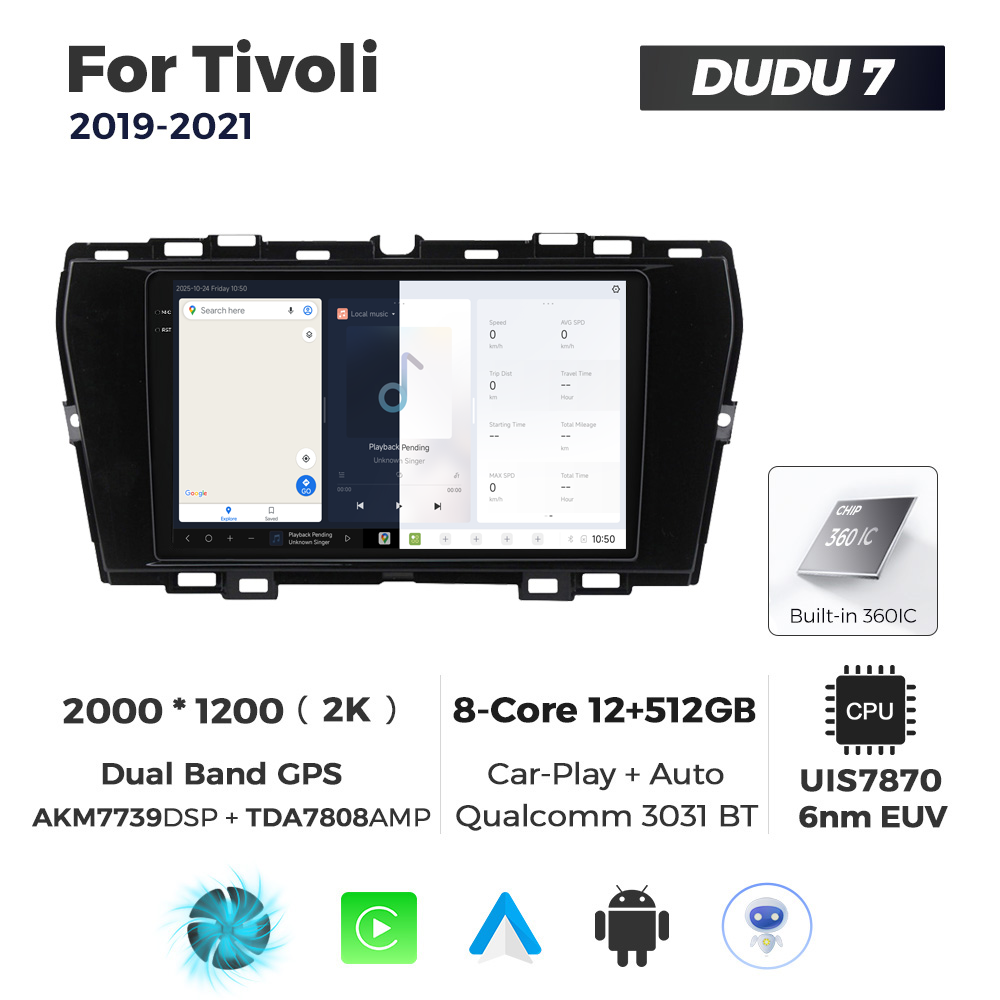 Navigatie Dedicata SsangYong Tivoli 2019-2021 DUDU7 9" 12GB RAM, 512GB ROM, Octacore, Ecran 2K, CarPlay&AndroidAuto, Android - imagine 5