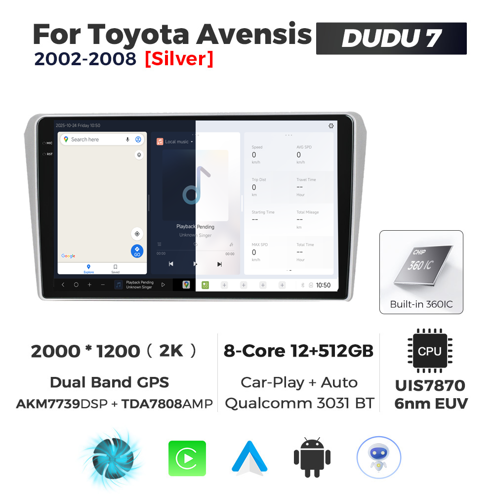 Navigatie Dedicata Toyota Avensis 2002-2008 DUDU7 9" 12GB RAM, 512GB ROM, Octacore, Ecran 2K, CarPlay&AndroidAuto, Android - imagine 5