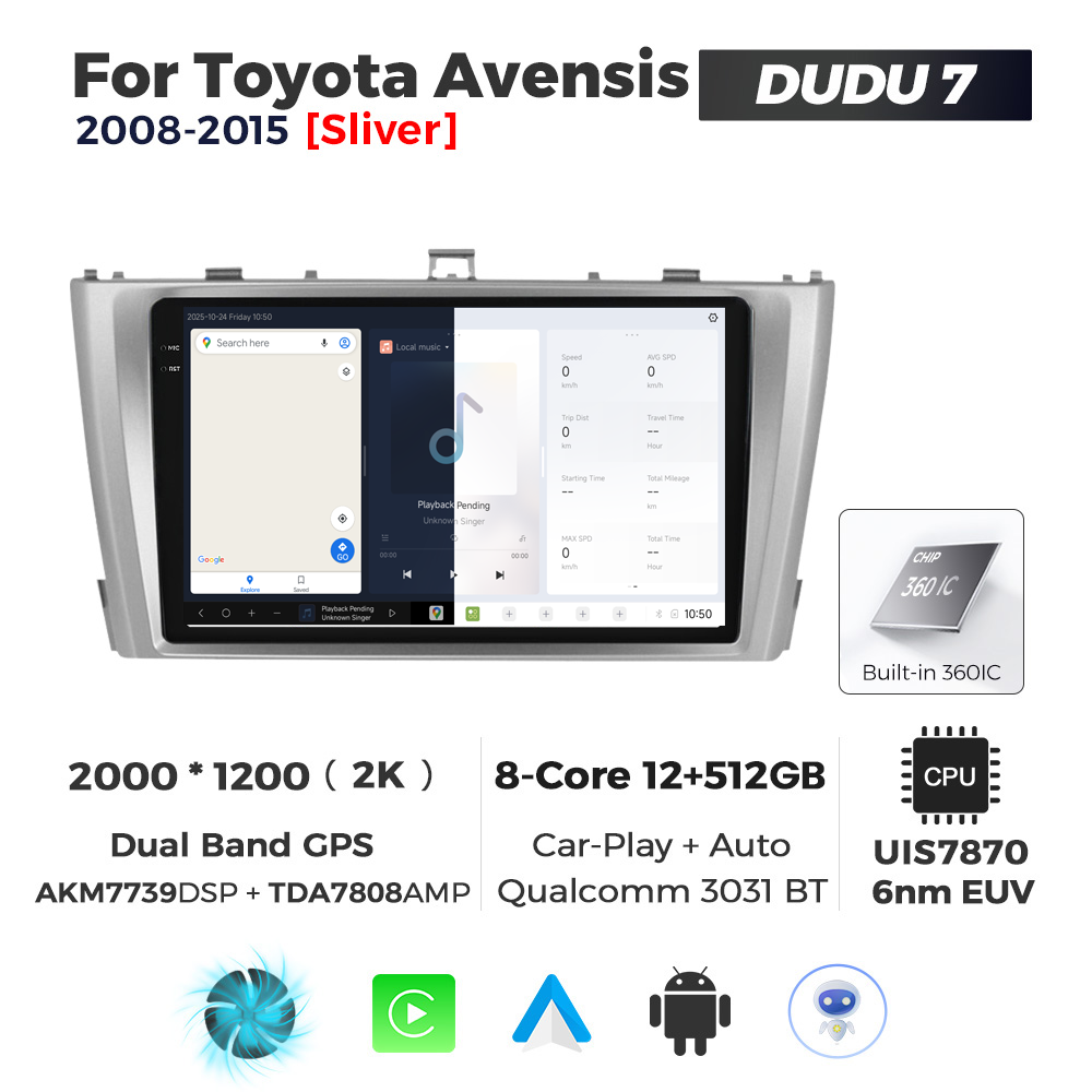 Navigatie Dedicata Toyota Avensis 2008-2015 DUDU7 9" 12GB RAM, 512GB ROM, Octacore, Ecran 2K, CarPlay&AndroidAuto, Android - imagine 5