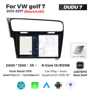 Navigatie Dedicata Volkswagen Golf 7 Negru 2013-2017 DUDU7 9" 12GB RAM, 512GB ROM, Octacore, Ecran 2K, CarPlay&AndroidAuto, Android - imagine 5
