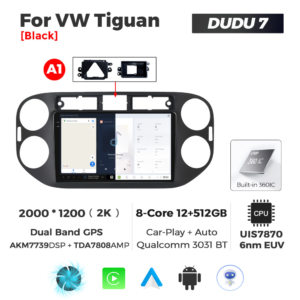 Navigatie Dedicata Volkswagen Tiguan 2007-2016 Negru DUDU7 9" 12GB RAM, 512GB ROM, Octacore, Ecran 2K, CarPlay&AndroidAuto, Android - imagine 5