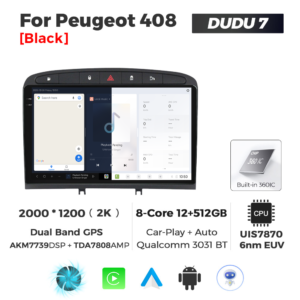 Navigatie Dedicata Peugeot 408 2001-2008 DUDU7 9" 12GB RAM, 512GB ROM, Octacore, Ecran 2K, CarPlay&AndroidAuto, Android - imagine 5