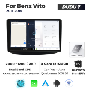Navigatie Dedicata Benz Vito 2011-2015 DUDU7 9" 12GB RAM, 512GB ROM, Octacore, Ecran 2K, CarPlay&AndroidAuto, Android - imagine 5