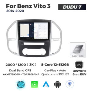Navigatie Dedicata Benz Vito 3 2014-2020 DUDU7 9" 12GB RAM, 512GB ROM, Octacore, Ecran 2K, CarPlay&AndroidAuto, Android - imagine 5