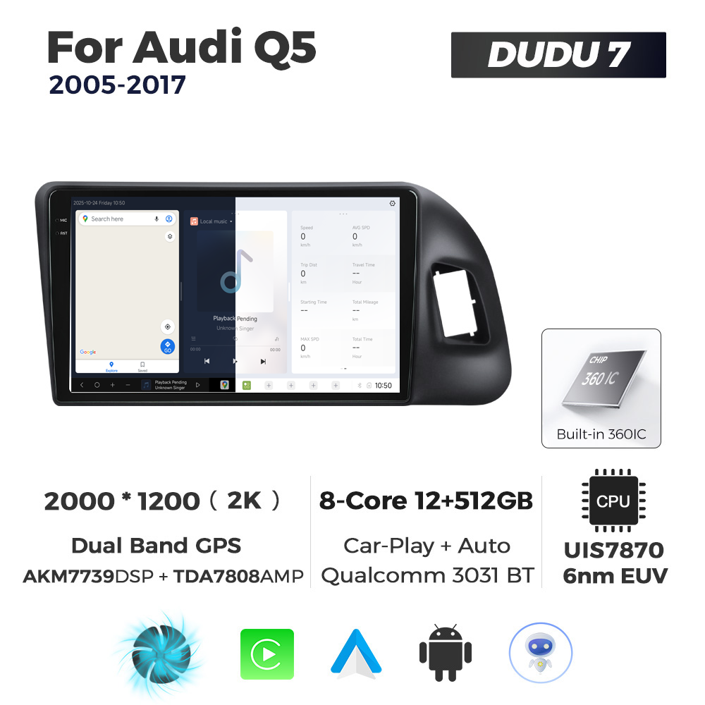 Navigatie Dedicata Audi Q5 2005-2017 DUDU7 9" 12GB RAM, 512GB ROM, Octacore, Ecran 2K, CarPlay&AndroidAuto, Android - imagine 5