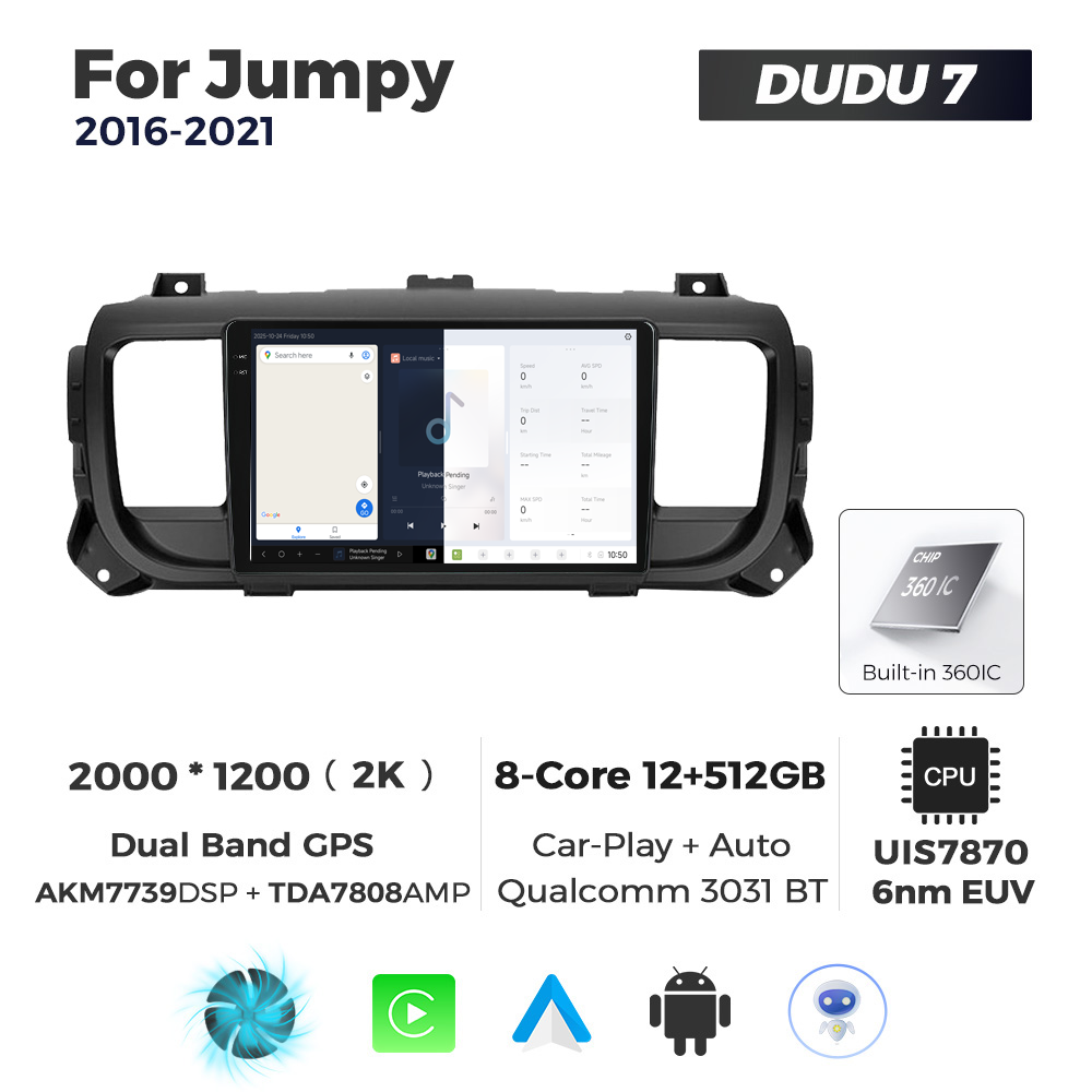 Navigatie Dedicata Citroen Jumpy 2016-2021 DUDU7 9" 12GB RAM, 512GB ROM, Octacore, Ecran 2K, CarPlay&AndroidAuto, Android - imagine 5