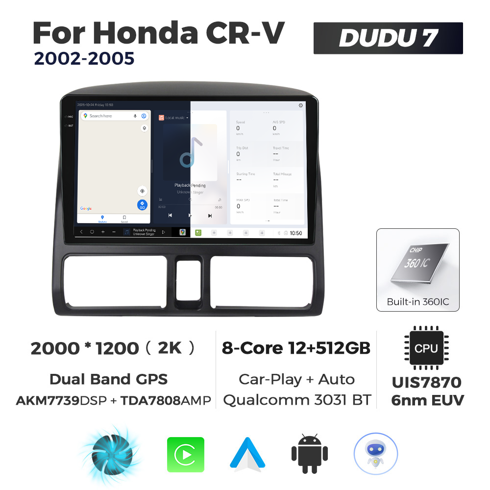 Navigatie Dedicata Honda CRV 2002-2005 DUDU7 9" 12GB RAM, 512GB ROM, Octacore, Ecran 2K, CarPlay&AndroidAuto, Android - imagine 5