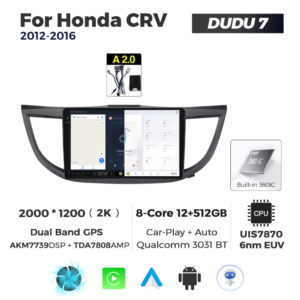 Navigatie Dedicata Honda CRV 2012-2016 DUDU7 9" 12GB RAM, 512GB ROM, Octacore, Ecran 2K, CarPlay&AndroidAuto, Android - imagine 5