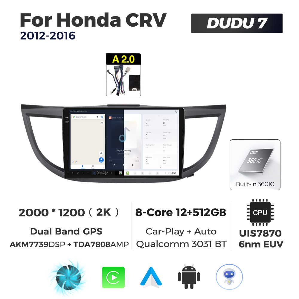 Navigatie Dedicata Honda CRV 2012-2016 DUDU7 9" 12GB RAM, 512GB ROM, Octacore, Ecran 2K, CarPlay&AndroidAuto, Android - imagine 5