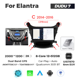 Navigatie Dedicata Hyundai Elantra 2011-2013 C DUDU7 9" 12GB RAM, 512GB ROM, Octacore, Ecran 2K, CarPlay&AndroidAuto, Android - imagine 5