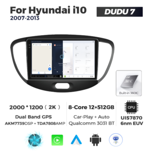 Navigatie Dedicata Hyundai I10 2007-2013 DUDU7 9" 12GB RAM, 512GB ROM, Octacore, Ecran 2K, CarPlay&AndroidAuto, Android - imagine 5