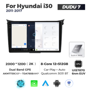 Navigatie Dedicata Hyundai I30 2011-2017 DUDU7 9" 12GB RAM, 512GB ROM, Octacore, Ecran 2K, CarPlay&AndroidAuto, Android - imagine 5