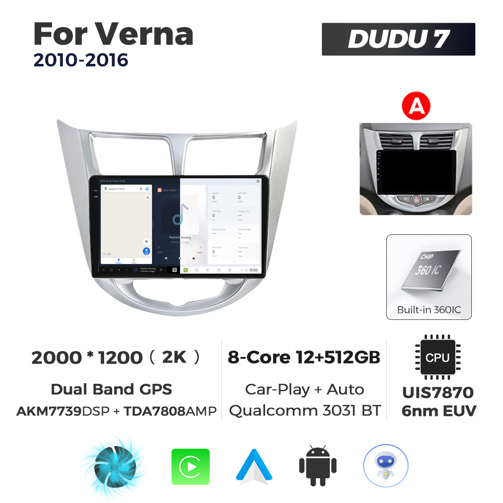 Navigatie Dedicata Hyundai Verna 2010-2016 DUDU7 9" 12GB RAM, 512GB ROM, Octacore, Ecran 2K, CarPlay&AndroidAuto, Android - imagine 5