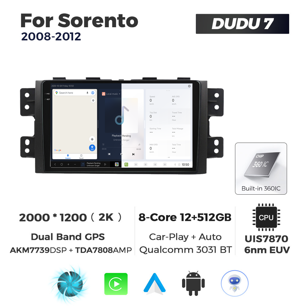 Navigatie Dedicata Kia Borrego Mohave 2008-2012 DUDU7 9" 12GB RAM, 512GB ROM, Octacore, Ecran 2K, CarPlay&AndroidAuto, Android - imagine 5