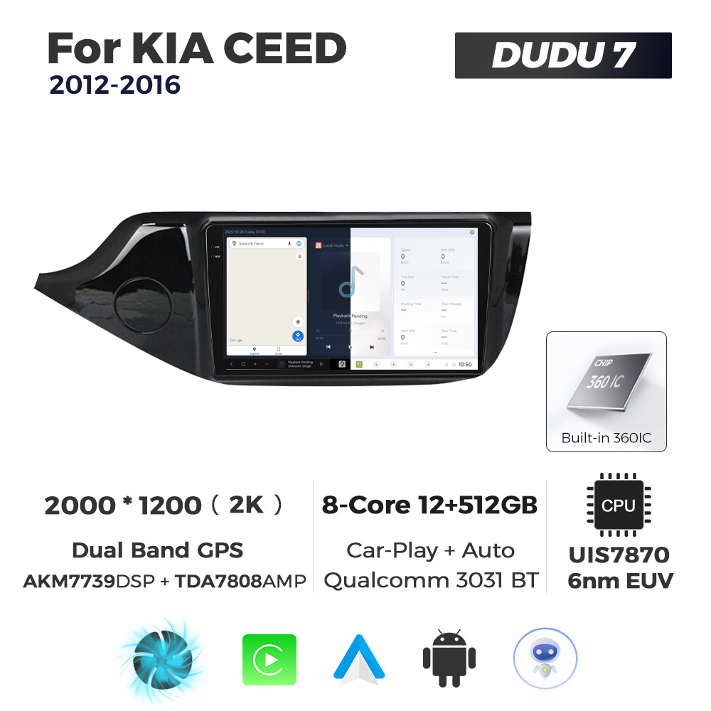 Navigatie Dedicata Kia Ceed 2012-2016 DUDU7 9" 12GB RAM, 512GB ROM, Octacore, Ecran 2K, CarPlay&AndroidAuto, Android - imagine 5