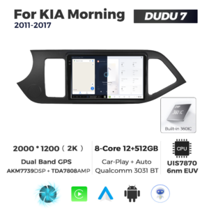 Navigatie Dedicata Kia Morning 2011-2017 DUDU7 9" 12GB RAM, 512GB ROM, Octacore, Ecran 2K, CarPlay&AndroidAuto, Android - imagine 5