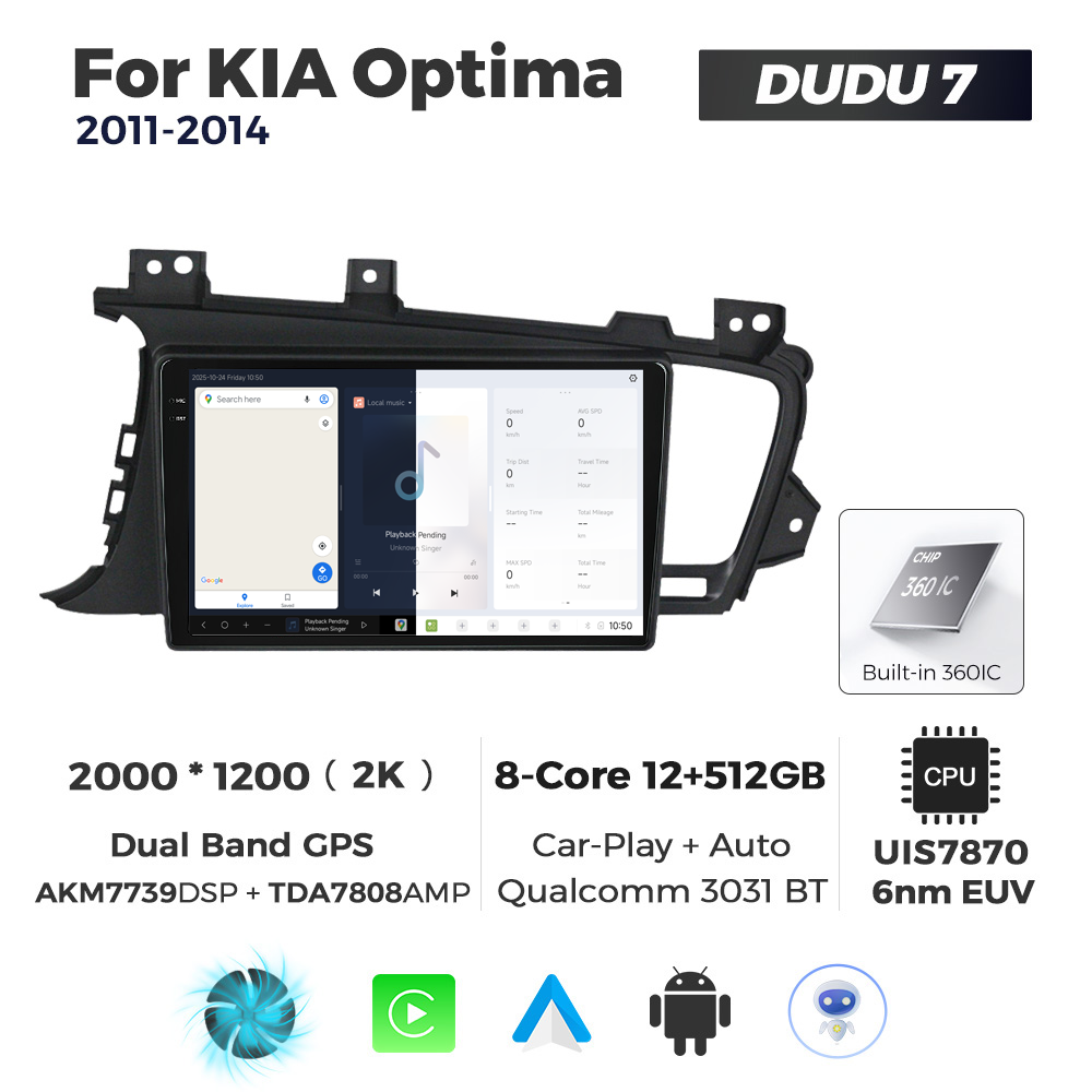 Navigatie Dedicata Kia Optima 2011-2014 DUDU7 9" 12GB RAM, 512GB ROM, Octacore, Ecran 2K, CarPlay&AndroidAuto, Android - imagine 5