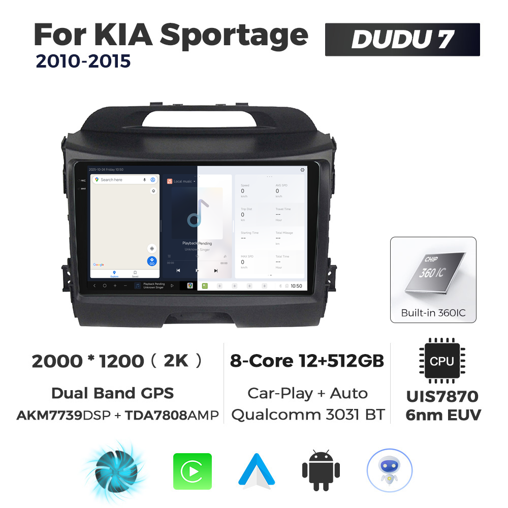 Navigatie Dedicata Kia Sportage 2010-2015 DUDU7 9" 12GB RAM, 512GB ROM, Octacore, Ecran 2K, CarPlay&AndroidAuto, Android - imagine 5