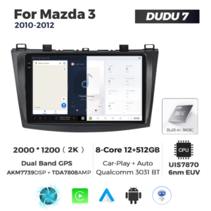 Navigatie Dedicata Mazda 3 2010-2012 DUDU7 9" 12GB RAM, 512GB ROM, Octacore, Ecran 2K, CarPlay&AndroidAuto, Android - imagine 5