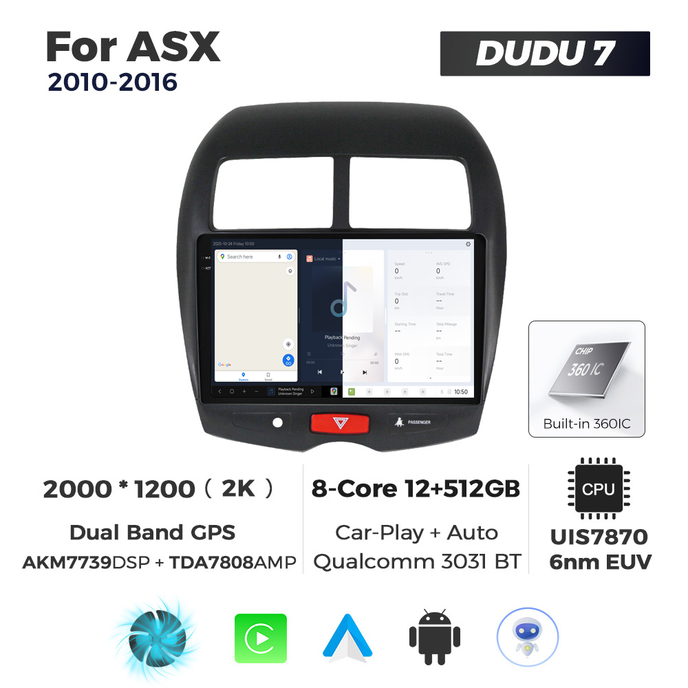 Navigatie Dedicata Mitsubishi ASX 2010-2016 DUDU7 9" 12GB RAM, 512GB ROM, Octacore, Ecran 2K, CarPlay&AndroidAuto, Android - imagine 5