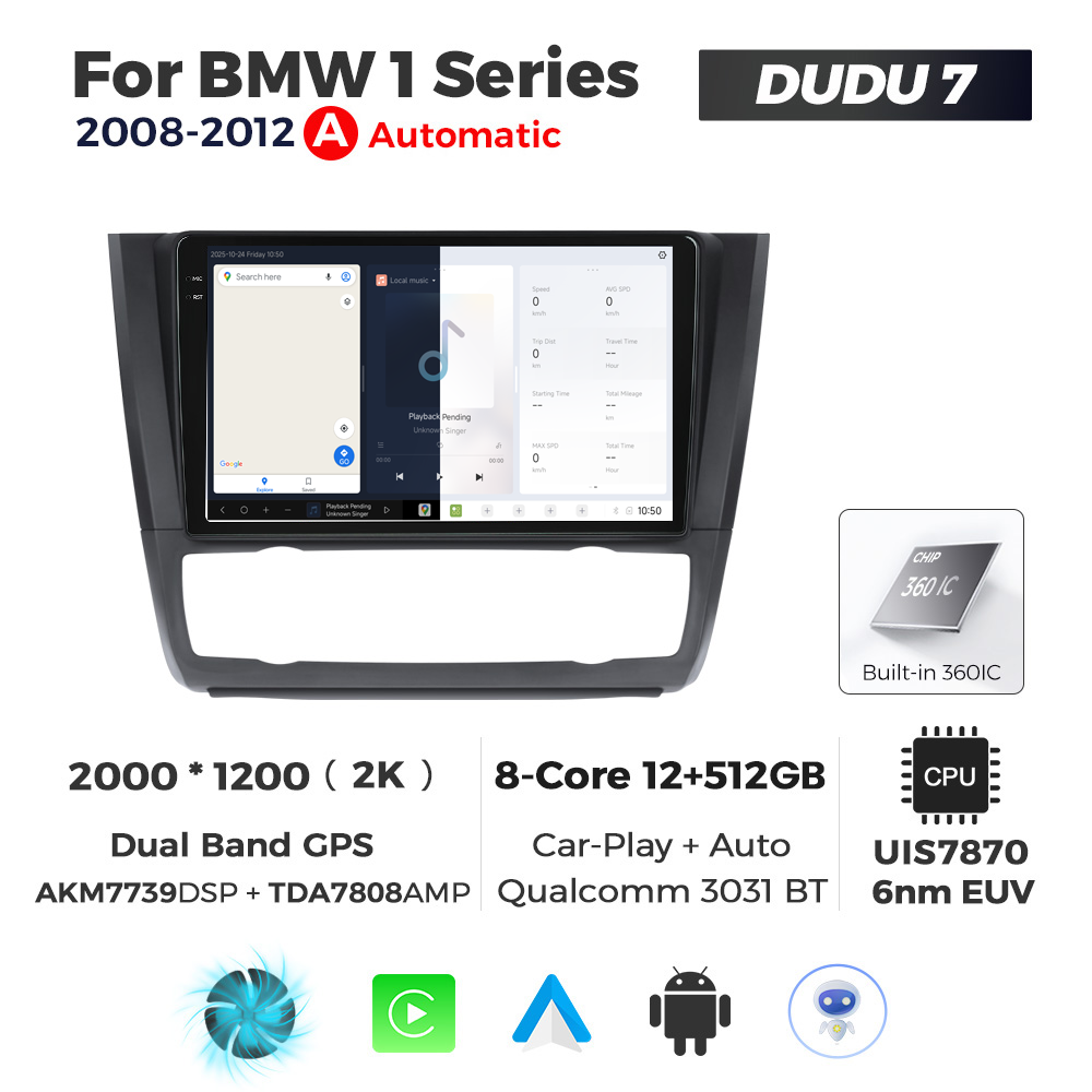 Navigatie Dedicata BMW Seria 1 2008-2012 DUDU7 9" 12GB RAM, 512GB ROM, Octacore, Ecran 2K, CarPlay&AndroidAuto, Android, Clima - imagine 5