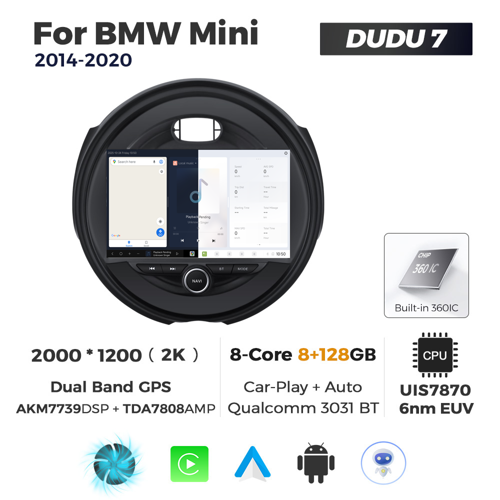 Navigatie Dedicata BMW MINI 2014-2020 DUDU7 9" 8GB RAM, 128GB ROM, Octacore, Ecran 2K, CarPlay&AndroidAuto, Android - imagine 5