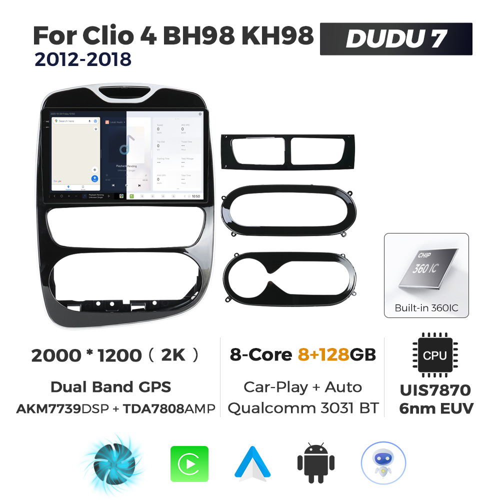 Navigatie Dedicata Renault Clio 4 2012-2018 DUDU7 9" 8GB RAM, 128GB ROM, Octacore, Ecran 2K, CarPlay&AndroidAuto, Android - imagine 5