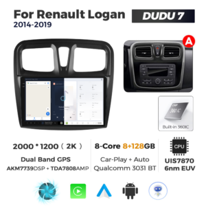 Navigatie Dedicata Renault Logan 2014-2019 Fante Patrate DUDU7 9" 8GB RAM, 128GB ROM, Octacore, Ecran 2K, CarPlay&AndroidAuto, Android - imagine 5